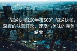 “昭通快餐200半夜500”昭通快餐，深夜的味蕾狂歡，速度與美味的完美結(jié)合