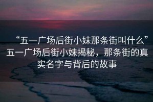 “五一廣場(chǎng)后街小妹那條街叫什么”五一廣場(chǎng)后街小妹揭秘，那條街的真實(shí)名字與背后的故事