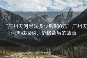 “廣州天河黑妹多少錢800元”廣州天河黑妹探秘，價格背后的故事