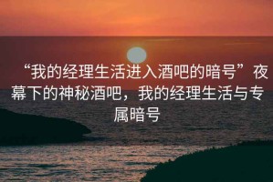 “我的經(jīng)理生活進(jìn)入酒吧的暗號”夜幕下的神秘酒吧，我的經(jīng)理生活與專屬暗號