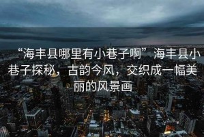 “海豐縣哪里有小巷子啊”海豐縣小巷子探秘，古韻今風(fēng)，交織成一幅美麗的風(fēng)景畫(huà)
