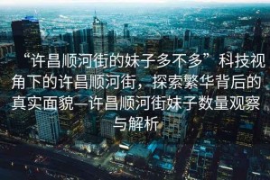 “許昌順河街的妹子多不多”科技視角下的許昌順河街，探索繁華背后的真實(shí)面貌—許昌順河街妹子數(shù)量觀察與解析
