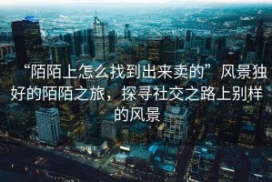 “陌陌上怎么找到出來(lái)賣的”風(fēng)景獨(dú)好的陌陌之旅，探尋社交之路上別樣的風(fēng)景