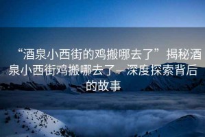 “酒泉小西街的雞搬哪去了”揭秘酒泉小西街雞搬哪去了—深度探索背后的故事