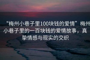 “梅州小巷子里100塊錢的愛情”梅州小巷子里的一百塊錢的愛情故事，真摯情感與現(xiàn)實的交織