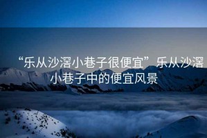 “樂從沙滘小巷子很便宜”樂從沙滘小巷子中的便宜風(fēng)景