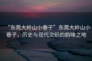 “東莞大嶺山小巷子”東莞大嶺山小巷子，歷史與現(xiàn)代交織的韻味之地