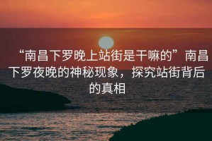 “南昌下羅晚上站街是干嘛的”南昌下羅夜晚的神秘現(xiàn)象，探究站街背后的真相