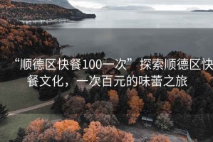 “順德區(qū)快餐100一次”探索順德區(qū)快餐文化，一次百元的味蕾之旅