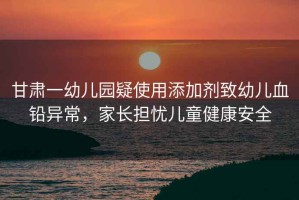 甘肅一幼兒園疑使用添加劑致幼兒血鉛異常，家長擔(dān)憂兒童健康安全