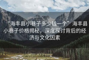 “海豐縣小巷子多少錢一個(gè)”海豐縣小巷子價(jià)格揭秘，深度探討背后的經(jīng)濟(jì)與文化因素