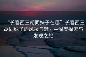 “長(zhǎng)春西三胡同妹子在哪”長(zhǎng)春西三胡同妹子的風(fēng)采與魅力—深度探索與發(fā)現(xiàn)之旅