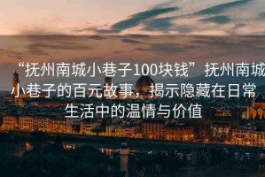 “撫州南城小巷子100塊錢”撫州南城小巷子的百元故事，揭示隱藏在日常生活中的溫情與價值