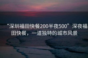 “深圳福田快餐200半夜500”深夜福田快餐，一道獨特的城市風(fēng)景