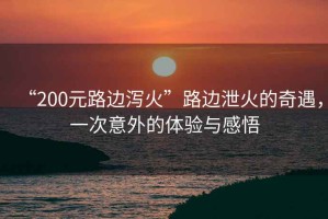 “200元路邊瀉火”路邊泄火的奇遇，一次意外的體驗(yàn)與感悟