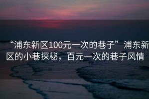“浦東新區(qū)100元一次的巷子”浦東新區(qū)的小巷探秘，百元一次的巷子風情