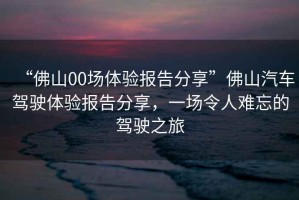 “佛山00場(chǎng)體驗(yàn)報(bào)告分享”佛山汽車(chē)駕駛體驗(yàn)報(bào)告分享，一場(chǎng)令人難忘的駕駛之旅