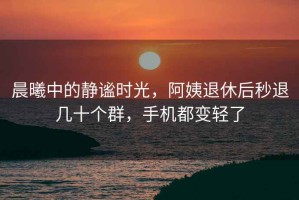 晨曦中的靜謐時光，阿姨退休后秒退幾十個群，手機都變輕了