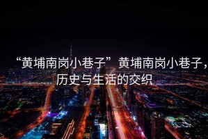 “黃埔南崗小巷子”黃埔南崗小巷子，歷史與生活的交織