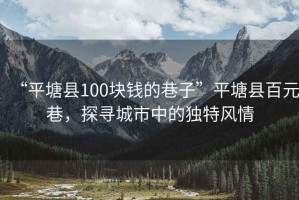 “平塘縣100塊錢的巷子”平塘縣百元巷，探尋城市中的獨(dú)特風(fēng)情