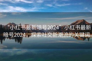 “小紅書最新暗號2024”小紅書最新暗號2024，探索社交新潮流的關(guān)鍵詞