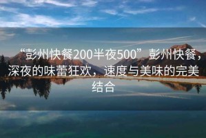 “彭州快餐200半夜500”彭州快餐，深夜的味蕾狂歡，速度與美味的完美結(jié)合
