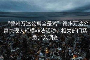 “德州萬達(dá)公寓全是雞”德州萬達(dá)公寓驚現(xiàn)大規(guī)模非法活動(dòng)，相關(guān)部門緊急介入調(diào)查