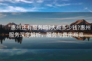 “惠州還有服務嗎?大概多少錢?惠州服務深度解析，服務與費用概覽