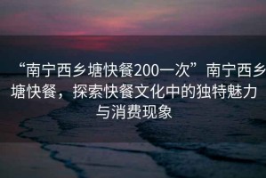 “南寧西鄉(xiāng)塘快餐200一次”南寧西鄉(xiāng)塘快餐，探索快餐文化中的獨(dú)特魅力與消費(fèi)現(xiàn)象
