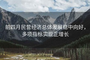 前四月民營(yíng)經(jīng)濟(jì)總體發(fā)展穩(wěn)中向好，多項(xiàng)指標(biāo)實(shí)現(xiàn)正增長(zhǎng)