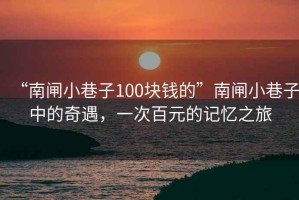 “南閘小巷子100塊錢的”南閘小巷子中的奇遇，一次百元的記憶之旅
