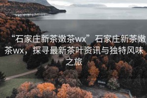 “石家莊新茶嫩茶wx”石家莊新茶嫩茶wx，探尋最新茶葉資訊與獨特風味之旅