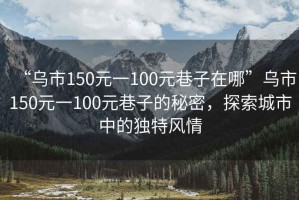 “烏市150元一100元巷子在哪”烏市150元一100元巷子的秘密，探索城市中的獨特風(fēng)情