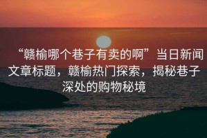 “贛榆哪個巷子有賣的啊”當(dāng)日新聞文章標(biāo)題，贛榆熱門探索，揭秘巷子深處的購物秘境