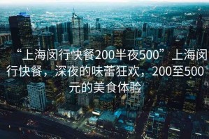 “上海閔行快餐200半夜500”上海閔行快餐，深夜的味蕾狂歡，200至500元的美食體驗