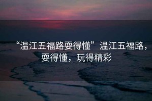 “溫江五福路耍得懂”溫江五福路，耍得懂，玩得精彩