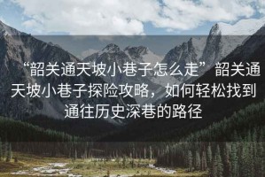 “韶關(guān)通天坡小巷子怎么走”韶關(guān)通天坡小巷子探險(xiǎn)攻略，如何輕松找到通往歷史深巷的路徑