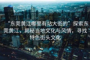 “東莞黃江哪里有站大街的”探索東莞黃江，揭秘當(dāng)?shù)匚幕c風(fēng)情，尋找特色街頭文化