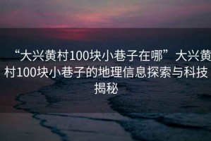 “大興黃村100塊小巷子在哪”大興黃村100塊小巷子的地理信息探索與科技揭秘