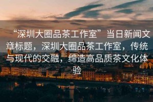 “深圳大圈品茶工作室”當(dāng)日新聞文章標(biāo)題，深圳大圈品茶工作室，傳統(tǒng)與現(xiàn)代的交融，締造高品質(zhì)茶文化體驗(yàn)