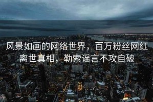 風景如畫的網絡世界，百萬粉絲網紅離世真相，勒索謠言不攻自破