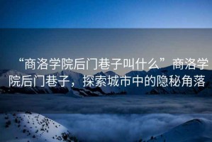 “商洛學(xué)院后門巷子叫什么”商洛學(xué)院后門巷子，探索城市中的隱秘角落