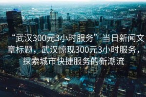 “武漢300元3小時(shí)服務(wù)”當(dāng)日新聞文章標(biāo)題，武漢驚現(xiàn)300元3小時(shí)服務(wù)，探索城市快捷服務(wù)的新潮流