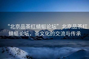 “北京品茶紅蜻蜓論壇”北京品茶紅蜻蜓論壇，茶文化的交流與傳承