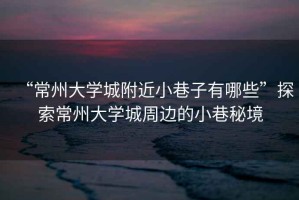 “常州大學城附近小巷子有哪些”探索常州大學城周邊的小巷秘境