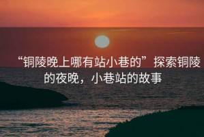 “銅陵晚上哪有站小巷的”探索銅陵的夜晚，小巷站的故事
