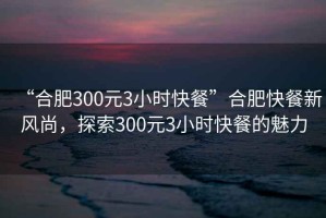 “合肥300元3小時快餐”合肥快餐新風(fēng)尚，探索300元3小時快餐的魅力