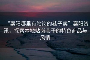 “襄陽(yáng)哪里有站崗的巷子賣”襄陽(yáng)資訊，探索本地站崗巷子的特色商品與風(fēng)情