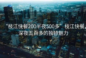 “枝江快餐200半夜500多”枝江快餐，深夜五百多的獨特魅力