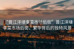 “晉江洋埭李菜市場后街”晉江洋埭李菜市場后街，繁華背后的獨(dú)特風(fēng)景